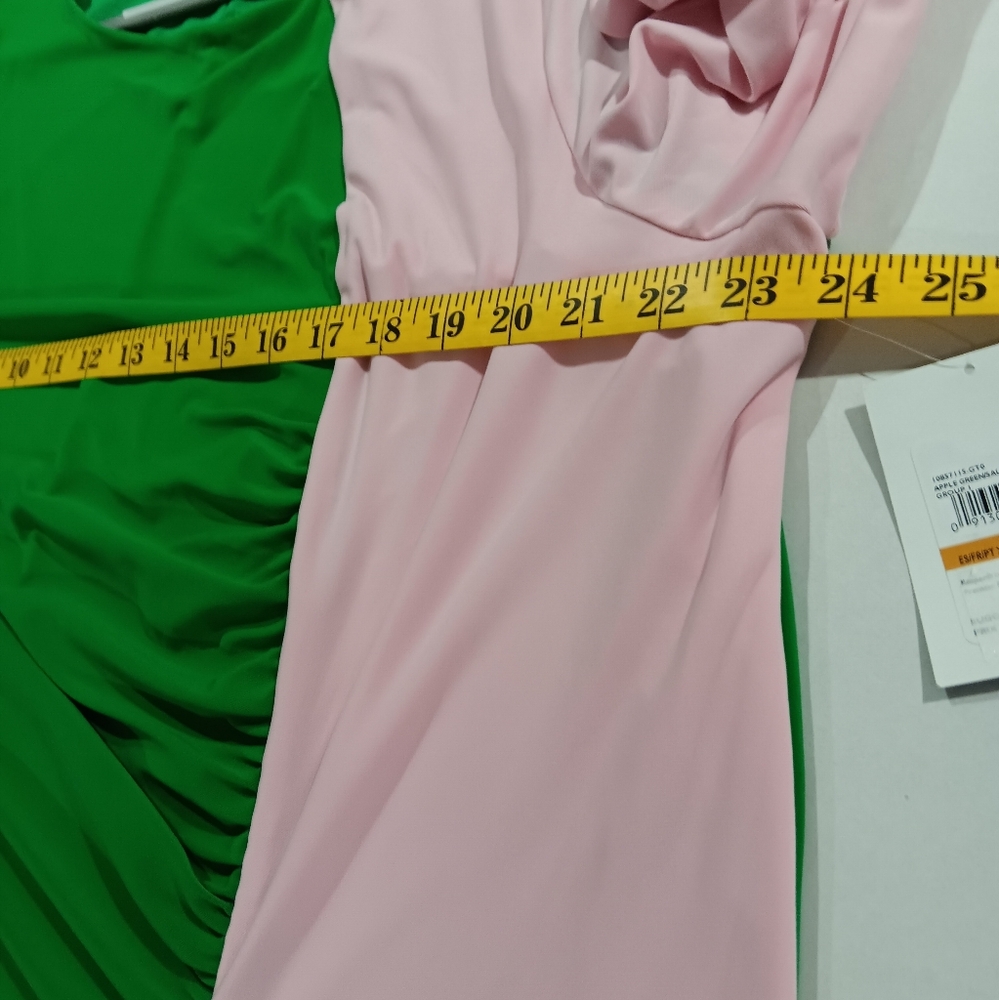 Kasper Women's (Size 3X)  Green/Pink Colorblock Knee-Length Sheath Dress (NWT) - Picture 11 of 14